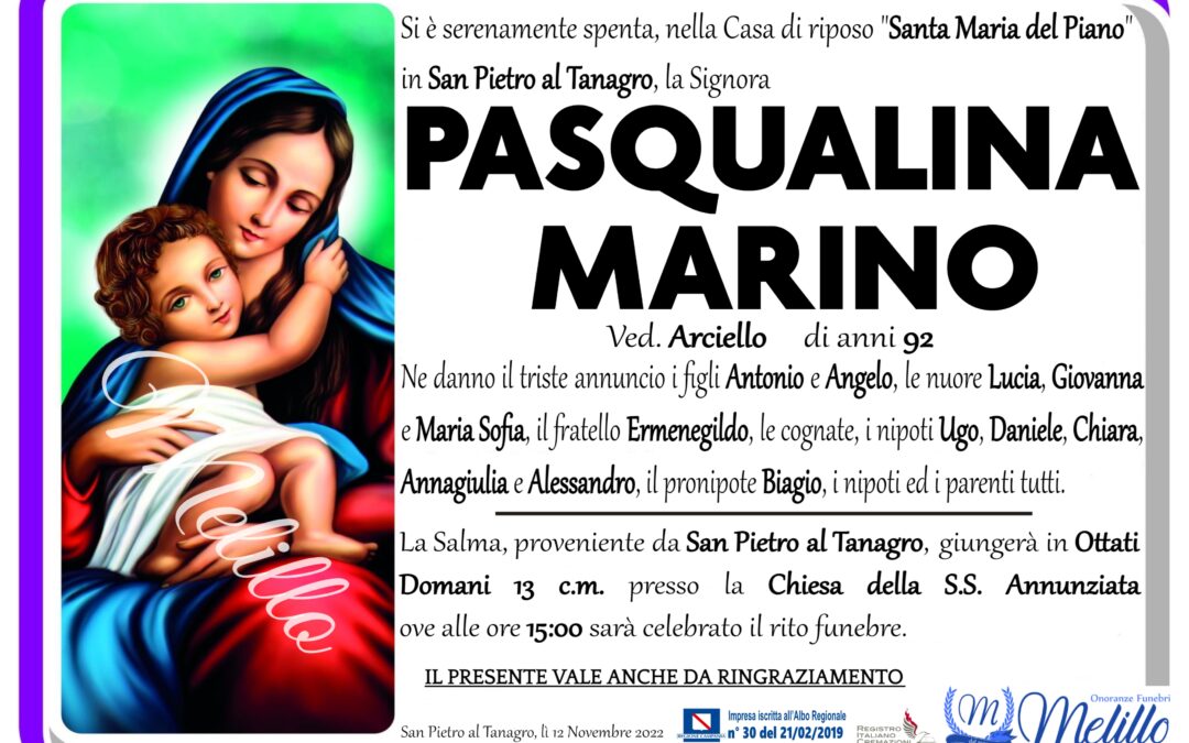 Pasqualina Marino 25/09/1930 – 12/11/2022