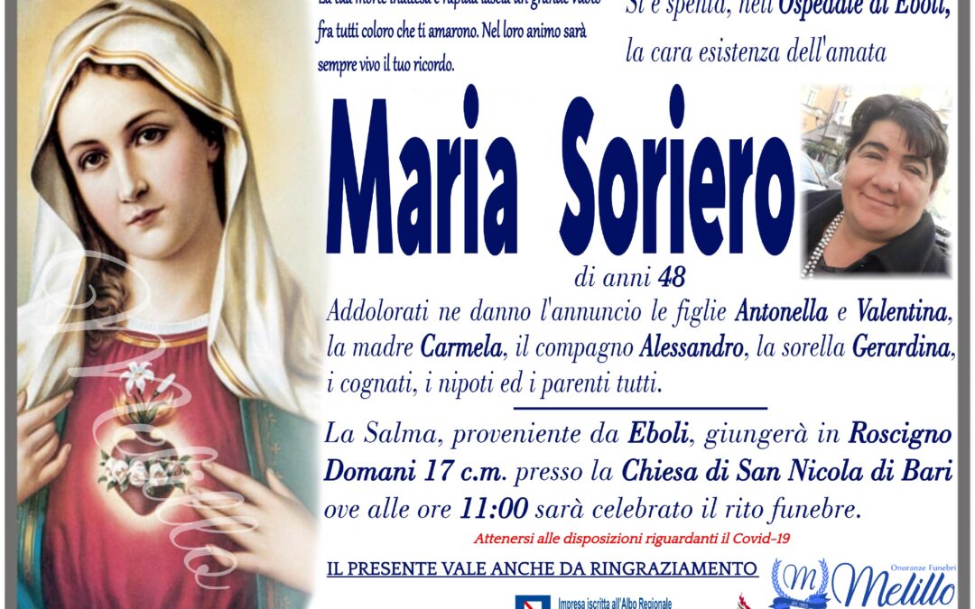 Maria Soriero n. 18/05/1974 + 15/02/2023